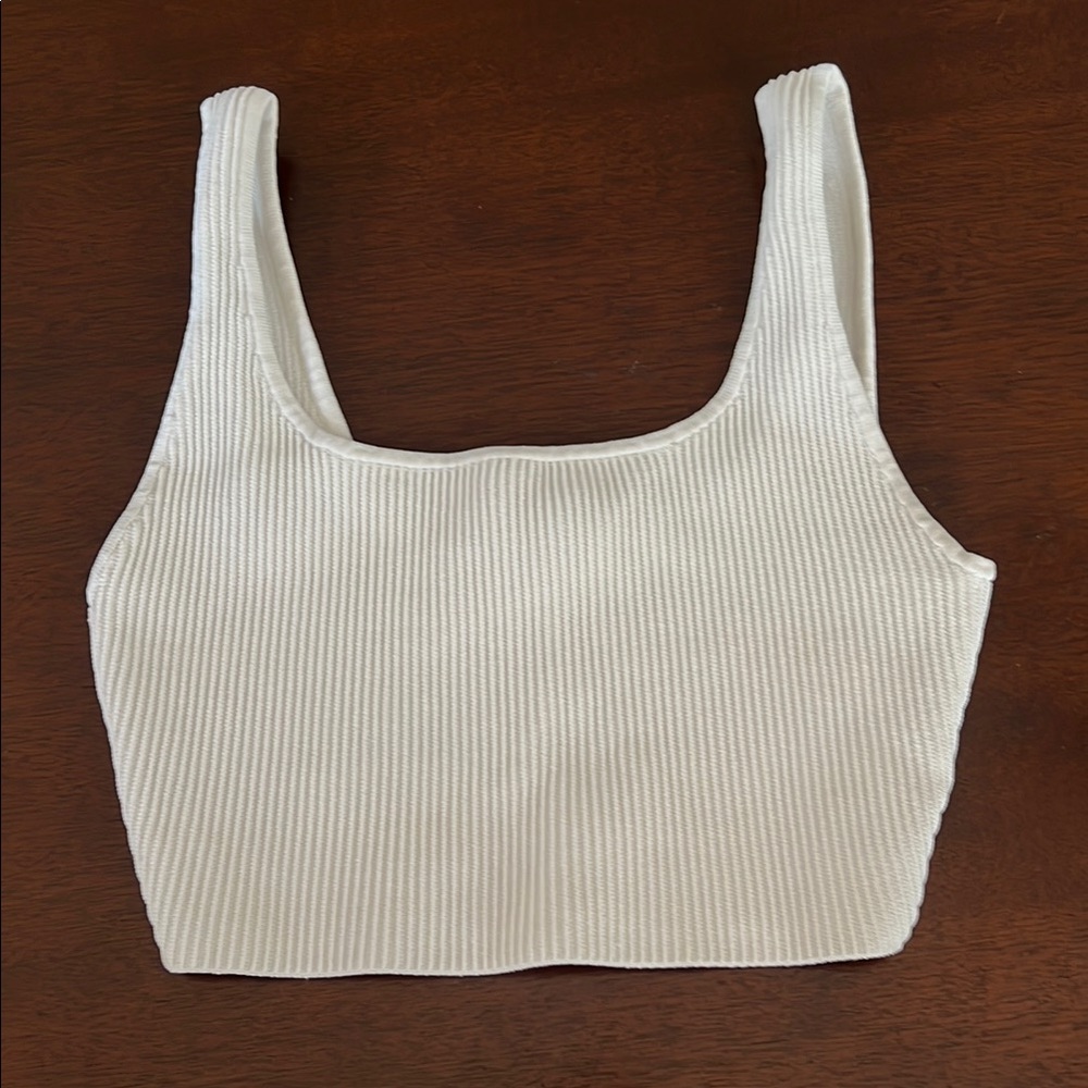 Aritzia Cream Ribbed Tank Crop Top